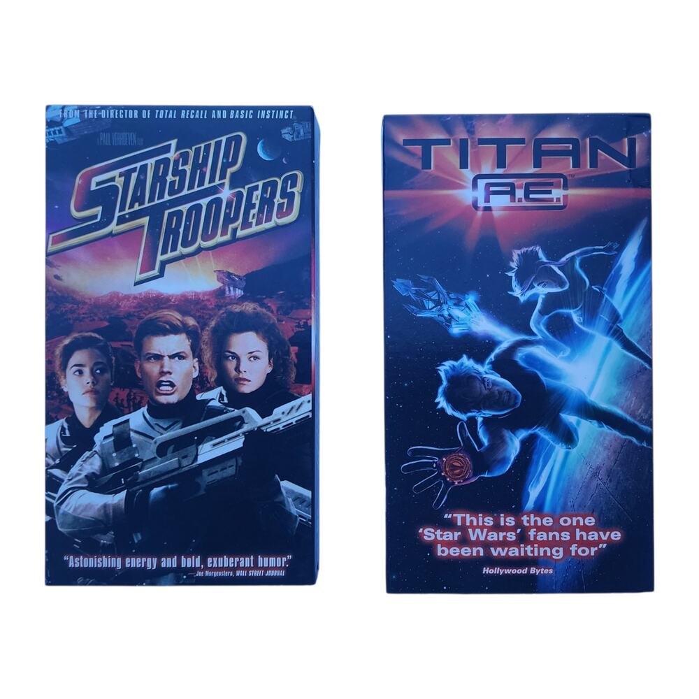 Starship Troopers & Titan A.E. VHS Lot 2 Sci-Fi Action Vintage Tapes